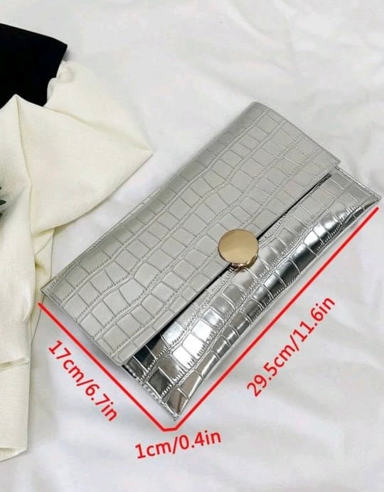 Silver Crocodile Brand New Clutch