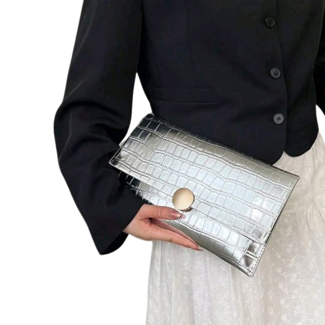 Silver Crocodile Brand New Clutch