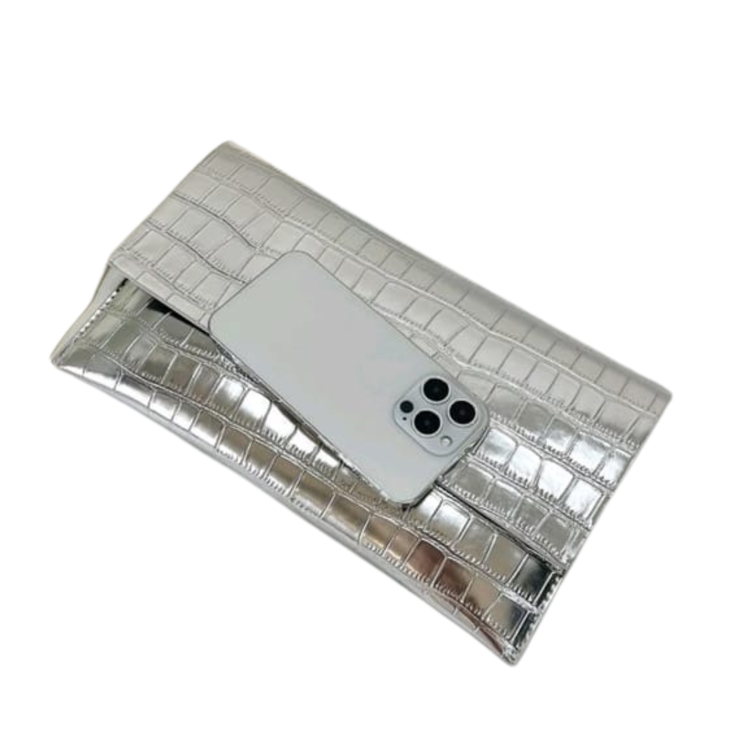 Silver Crocodile Brand New Clutch