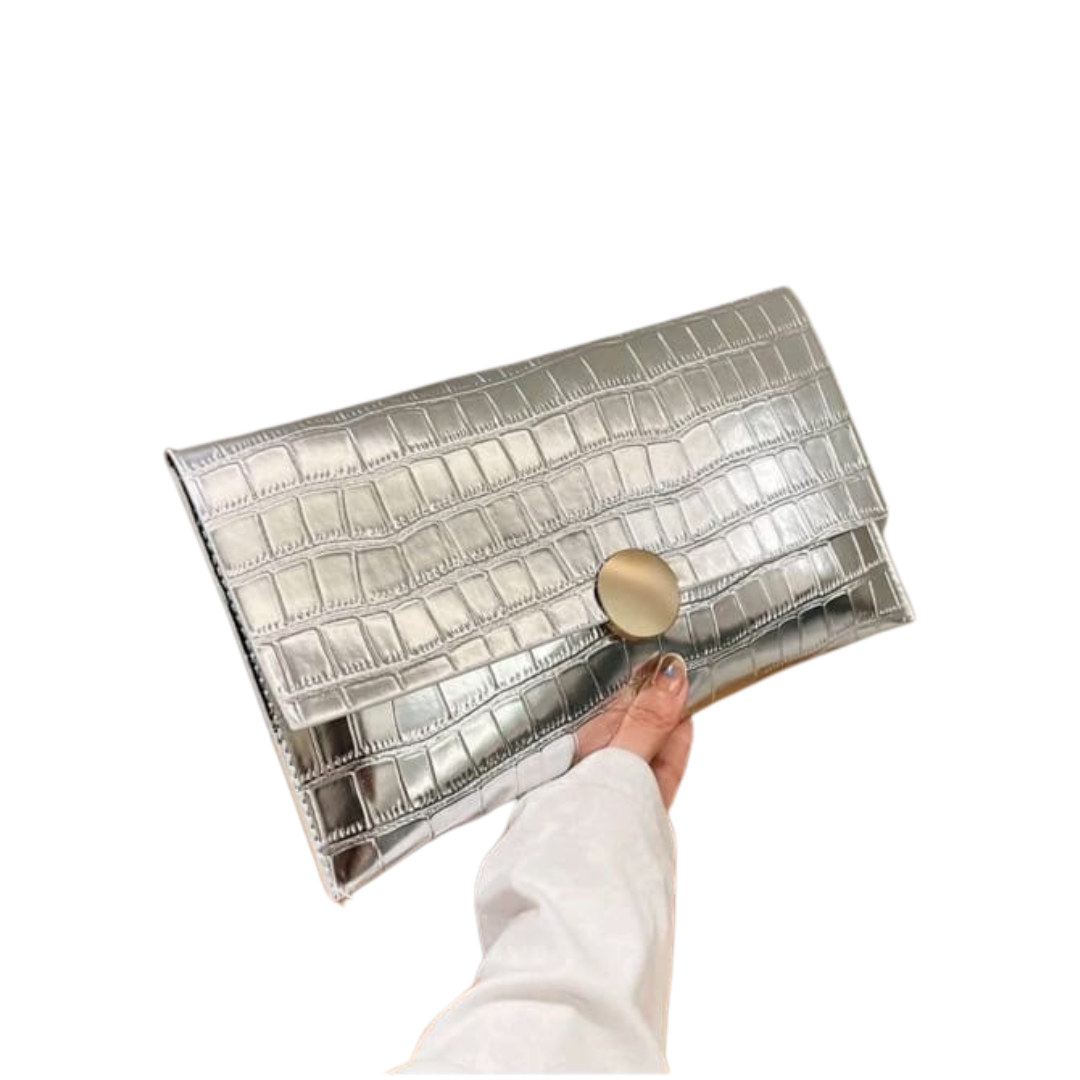Silver Crocodile Brand New Clutch
