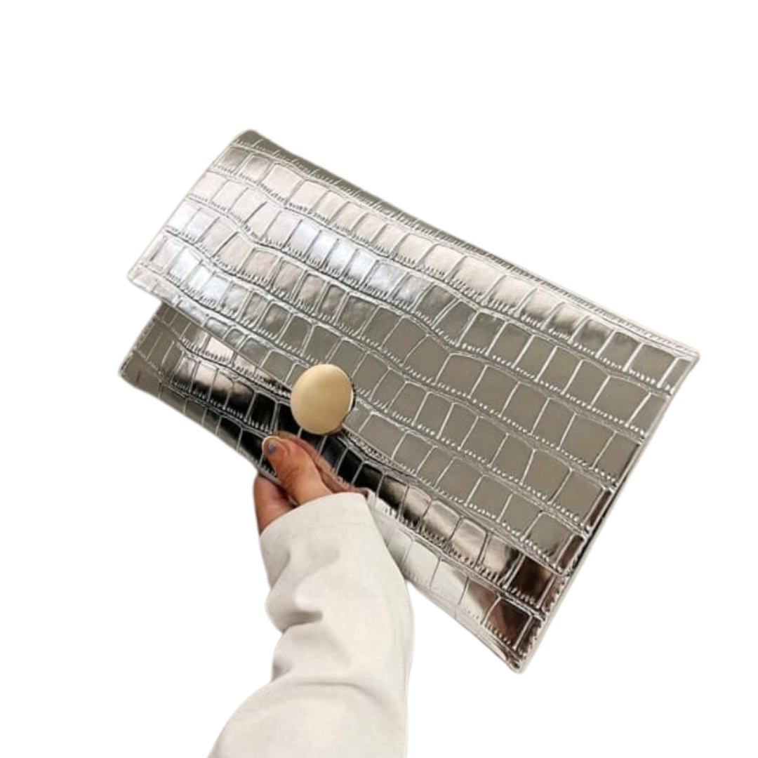 Silver Crocodile Brand New Clutch