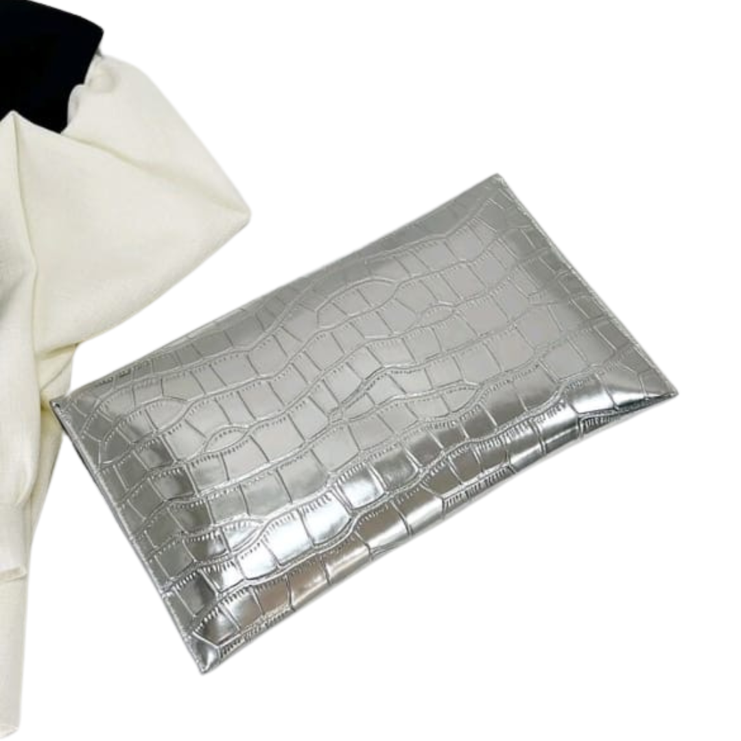 Silver Crocodile Brand New Clutch