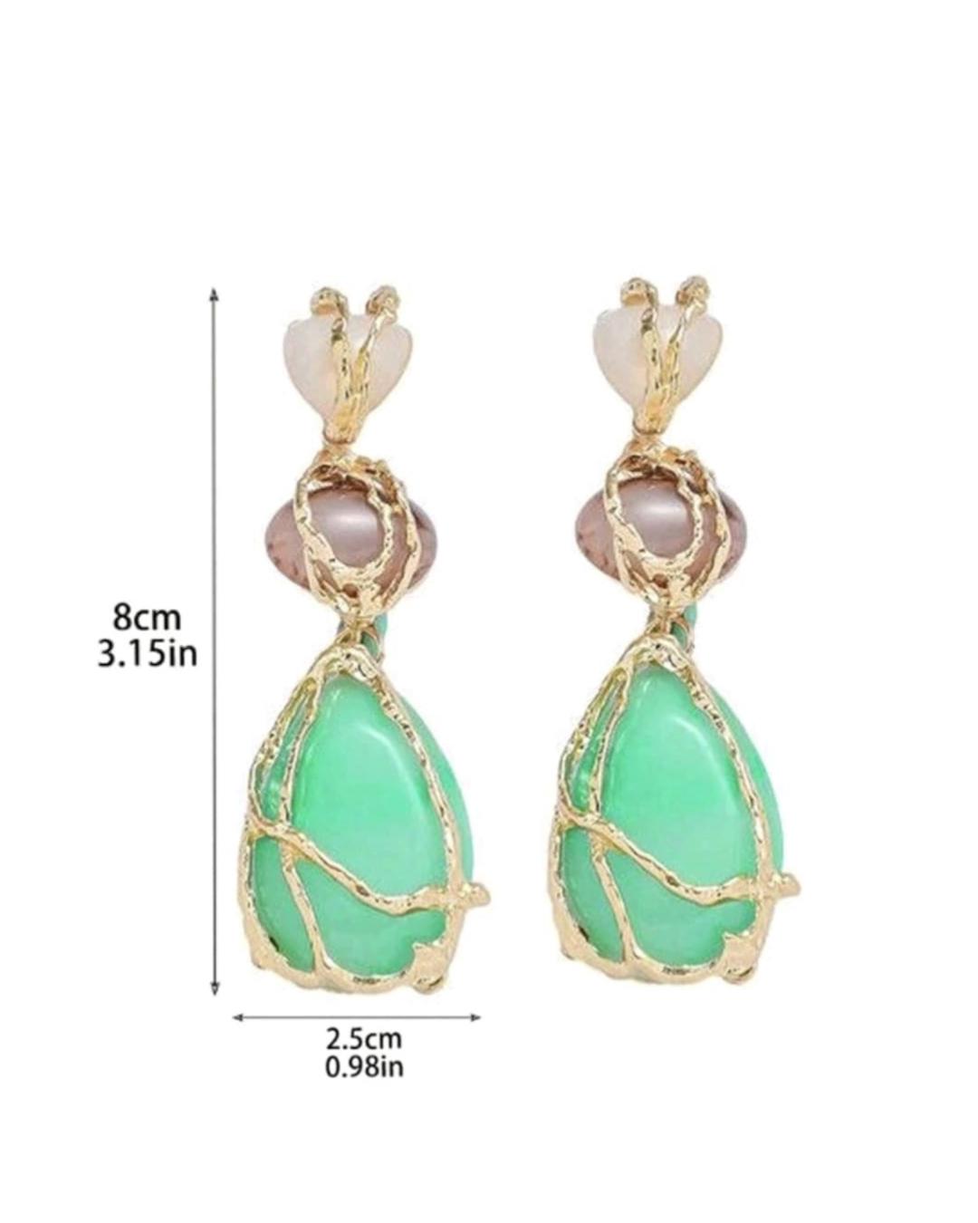 Boho Statement Resin Stone Long Dangle Earrings For Women