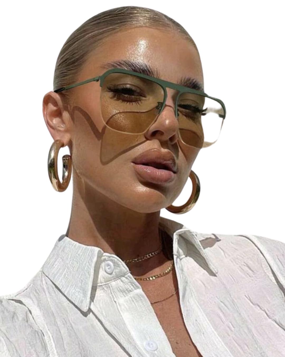 Metal Frame Aviator Shape Glasses For Women