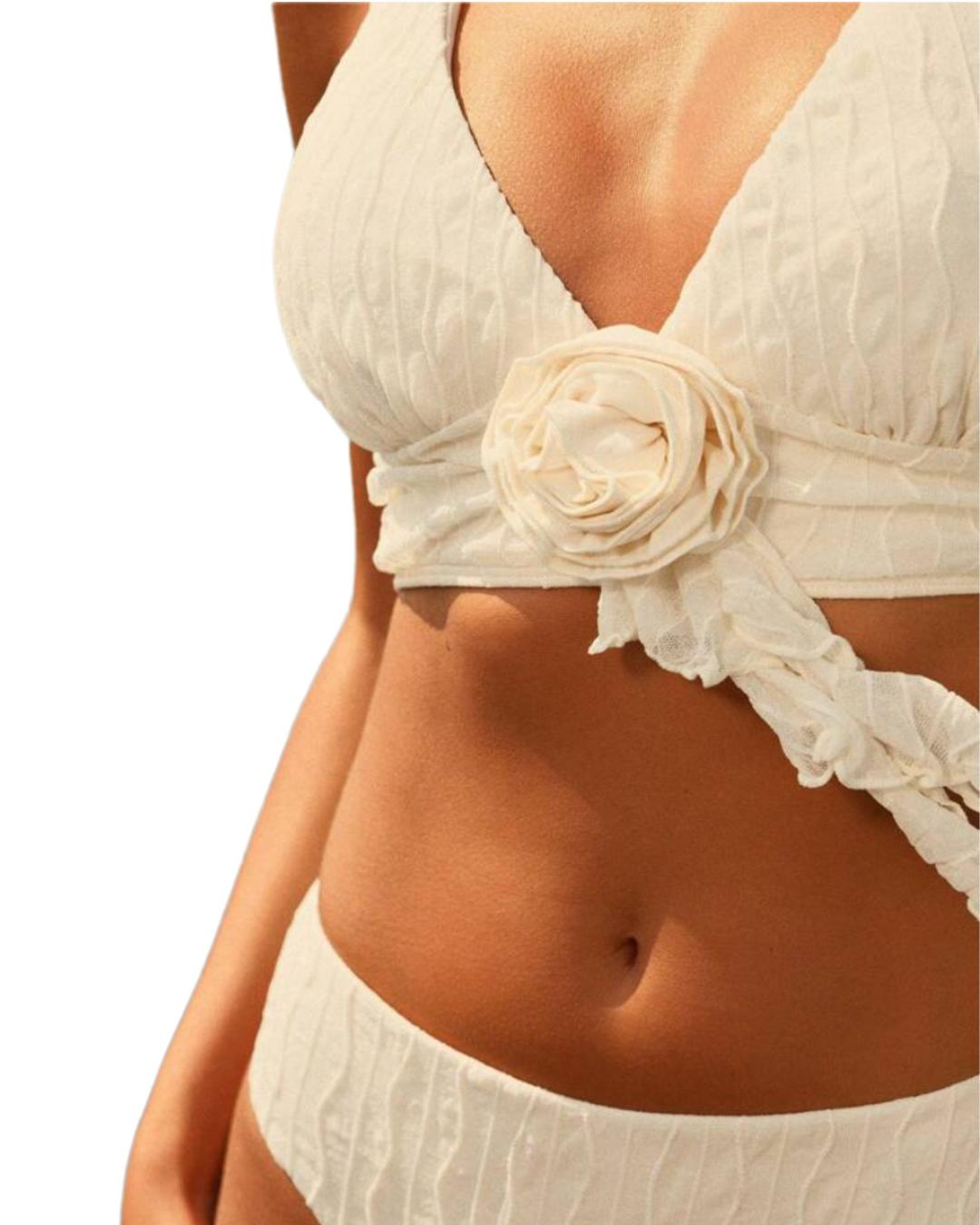 Blossom White Swimsuit With Cover-Up