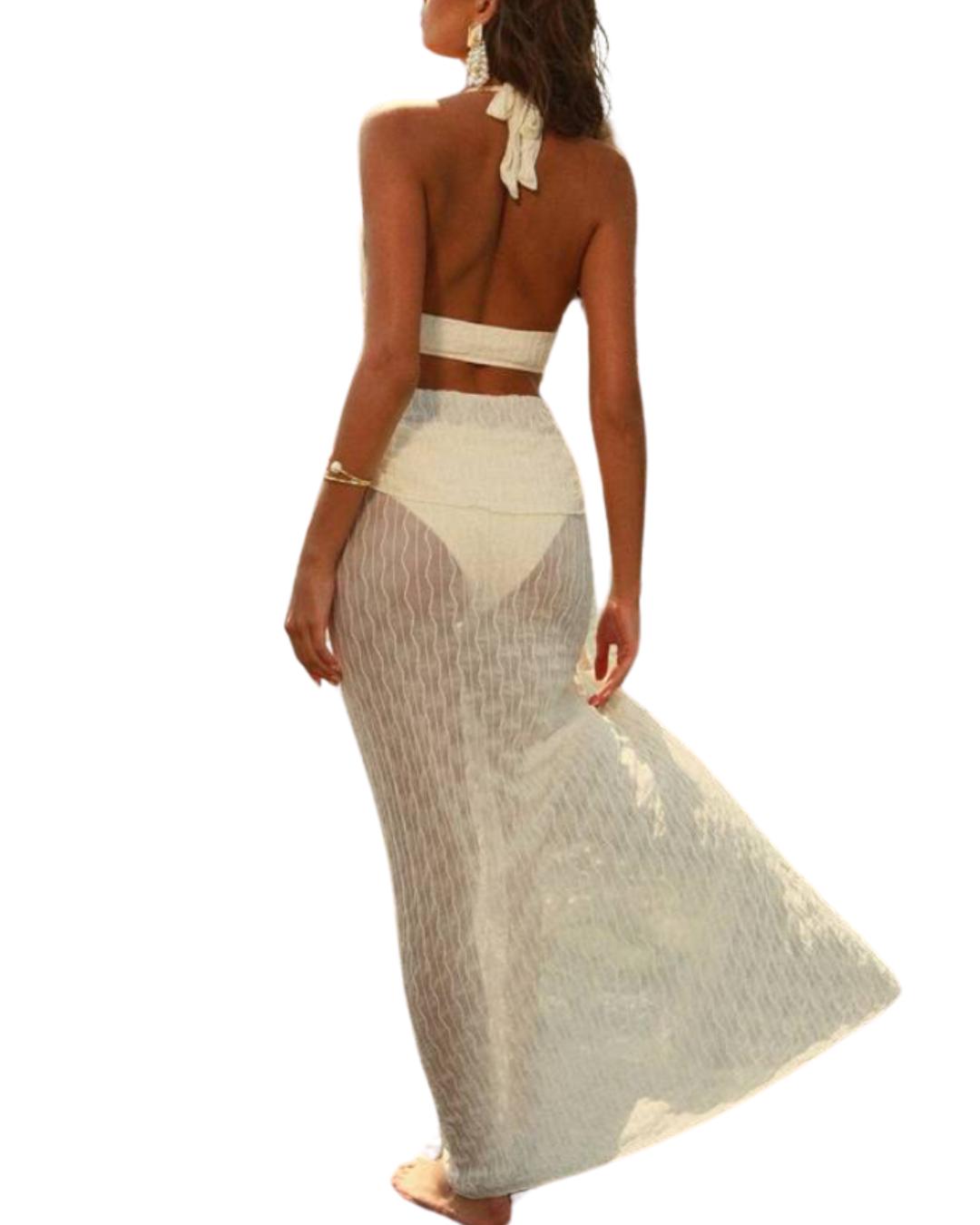 Blossom White Swimsuit With Cover-Up