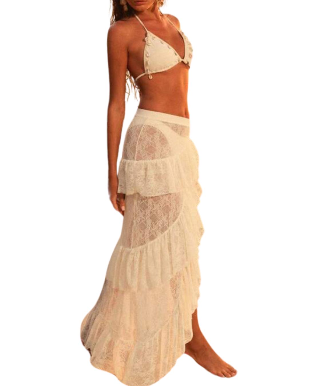 Chic White Swimsuit With Cover-Up
