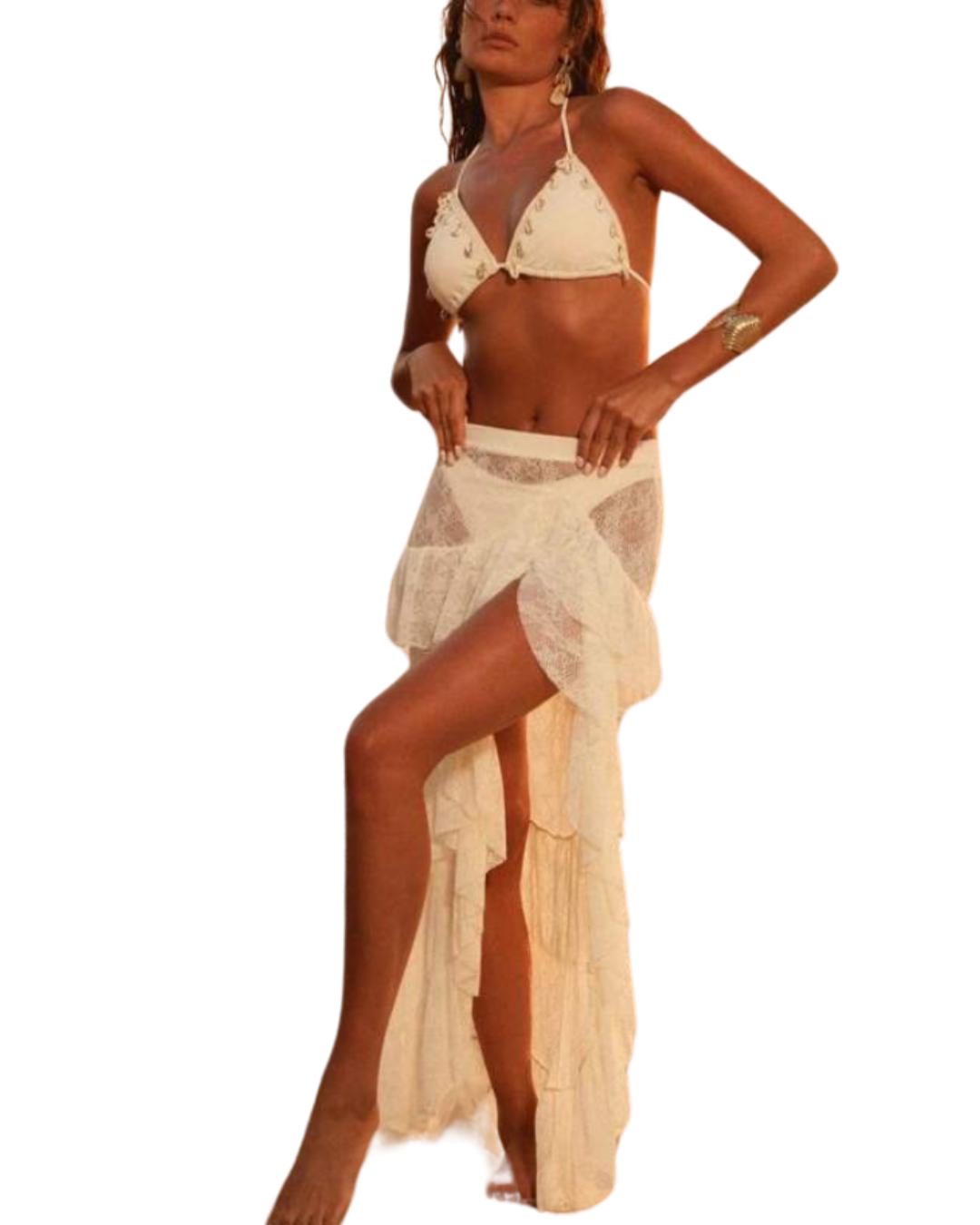 Chic White Swimsuit With Cover-Up