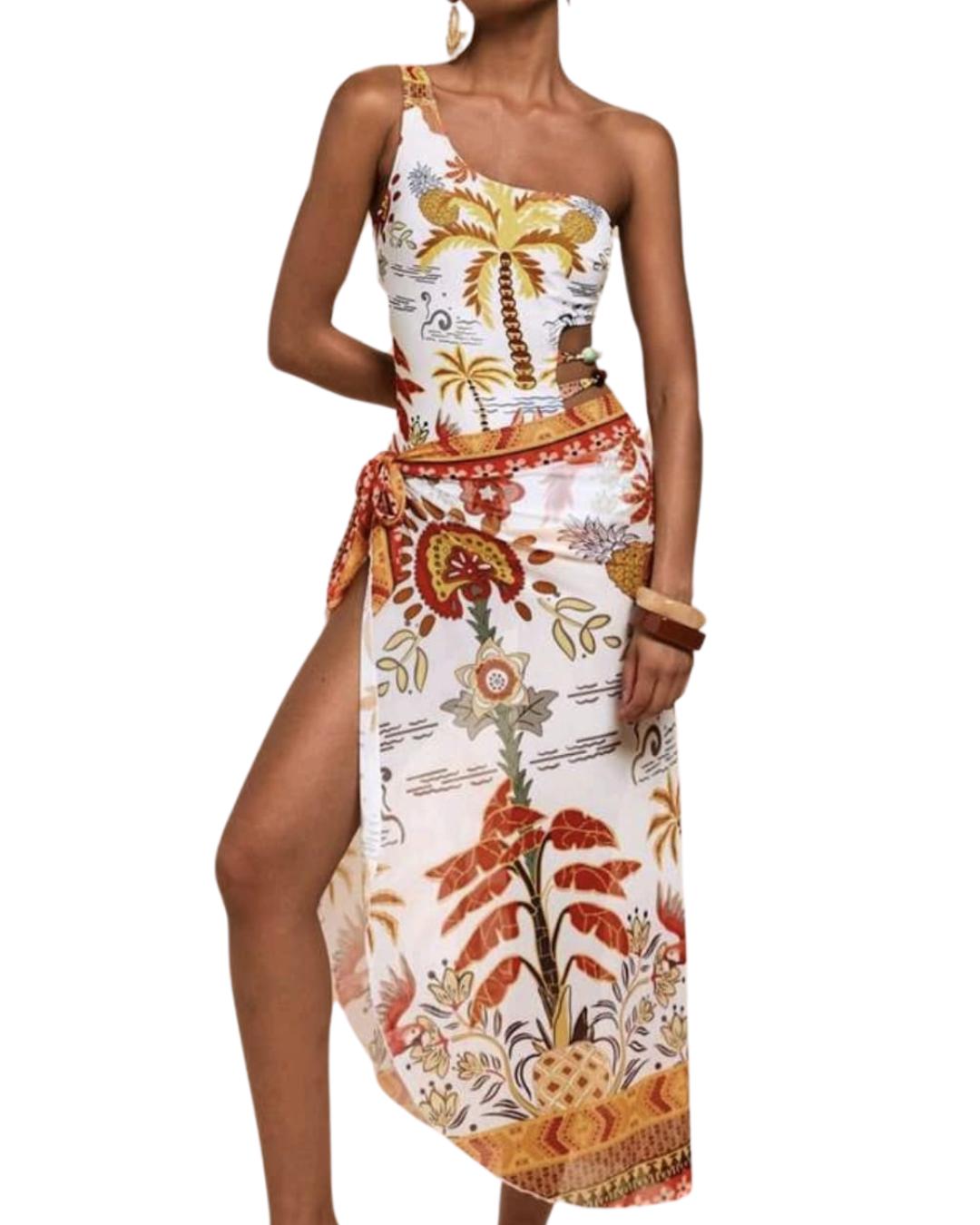 2 Pieces Floral Set Swimwear & Swim Skirt