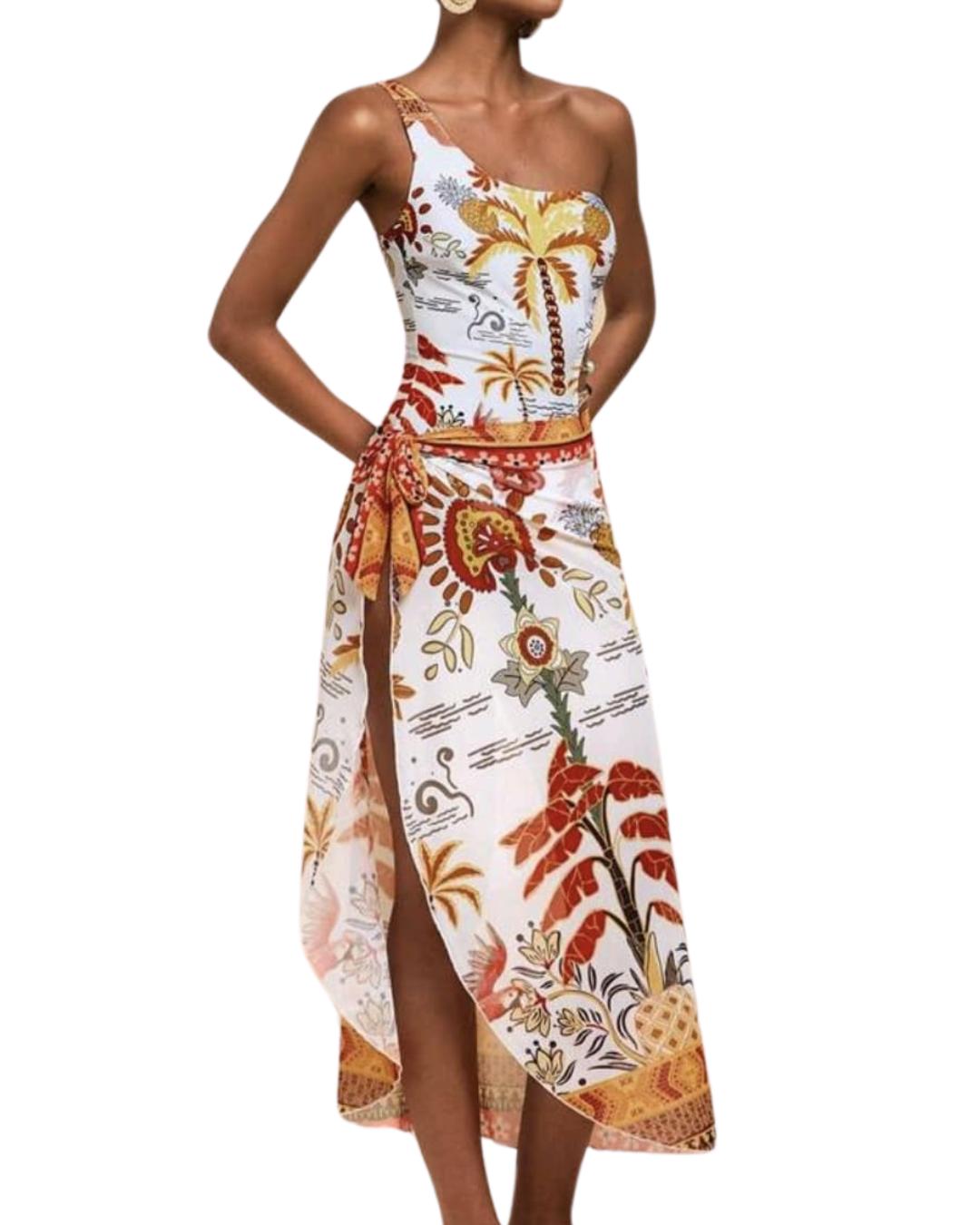 2 Pieces Floral Set Swimwear & Swim Skirt