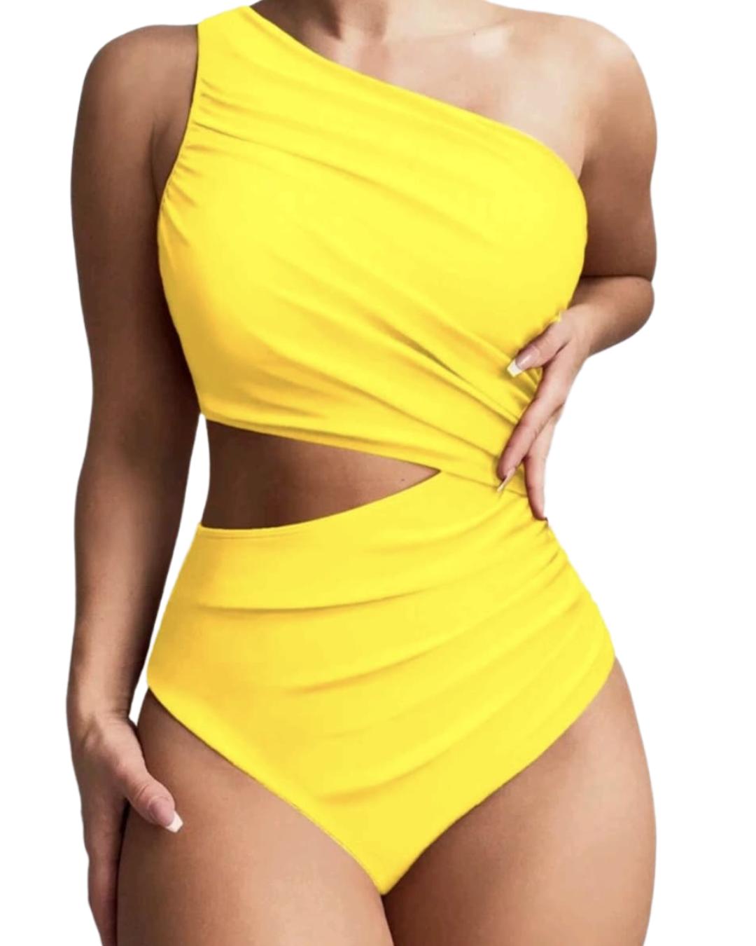 Women Solid Color One Piece Swimsuit