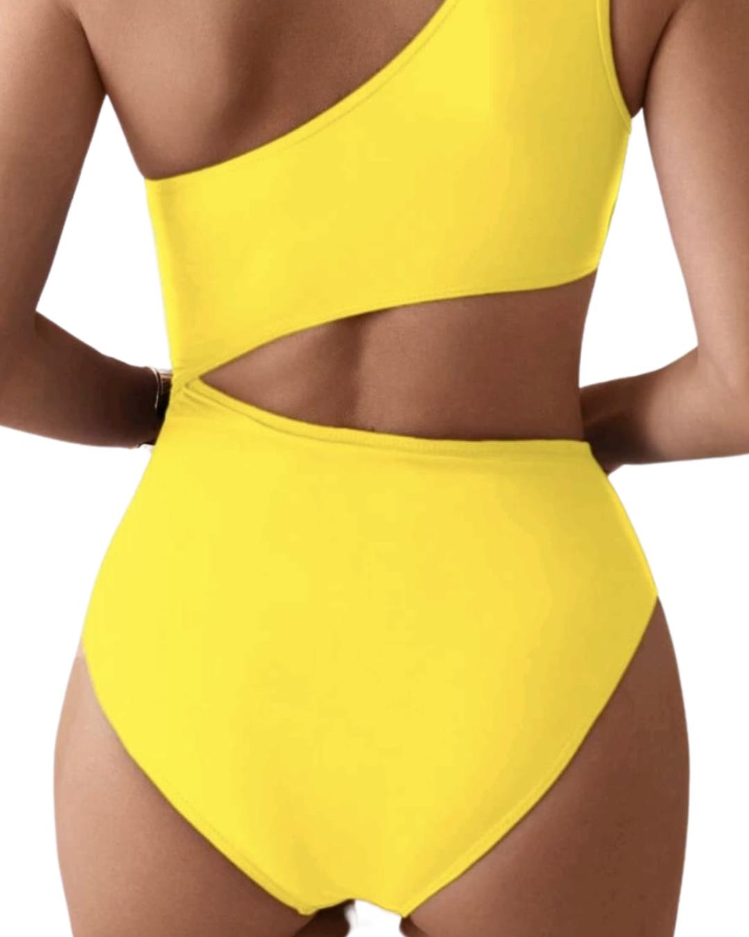 Women Solid Color One Piece Swimsuit