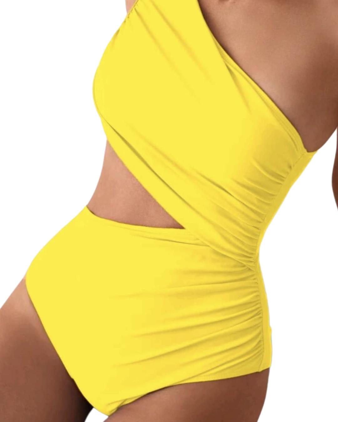 Women Solid Color One Piece Swimsuit