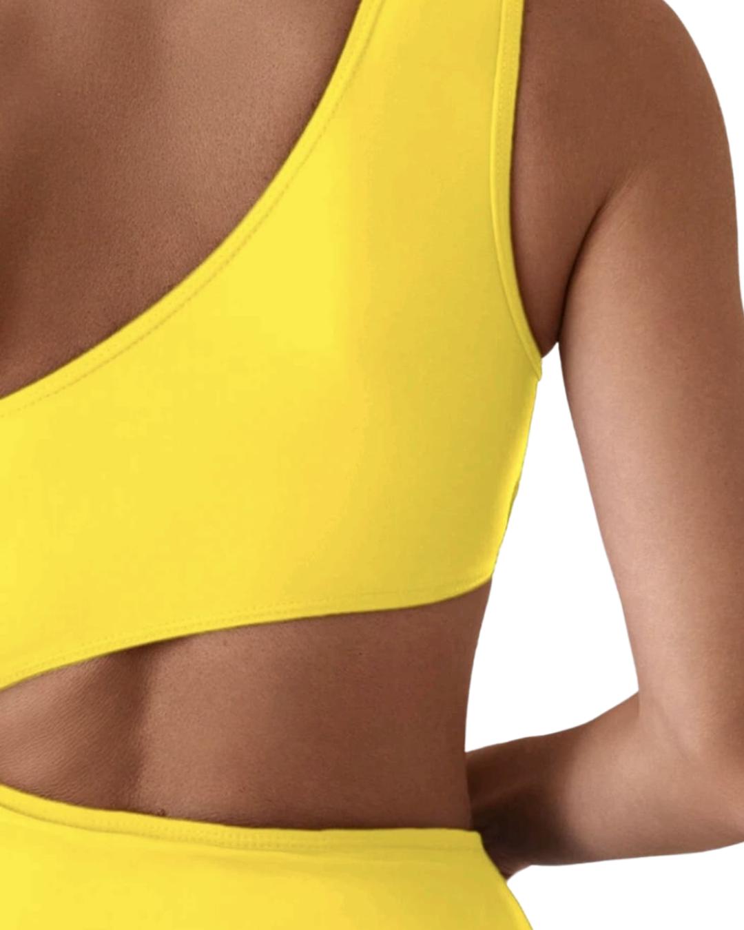 Women Solid Color One Piece Swimsuit