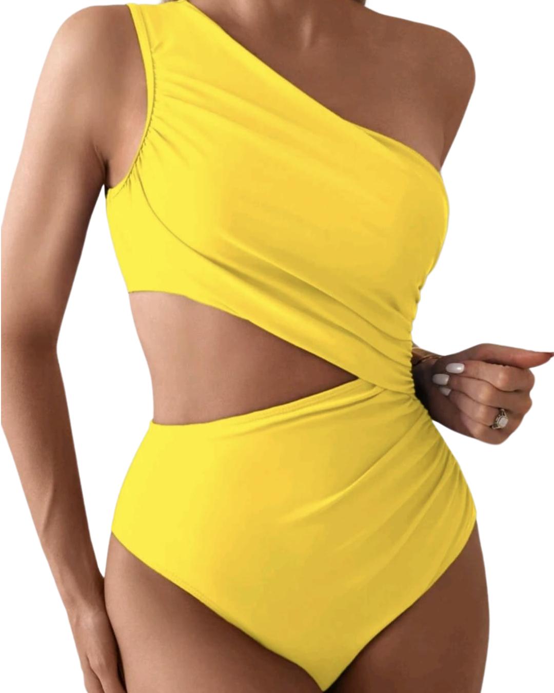 Women Solid Color One Piece Swimsuit