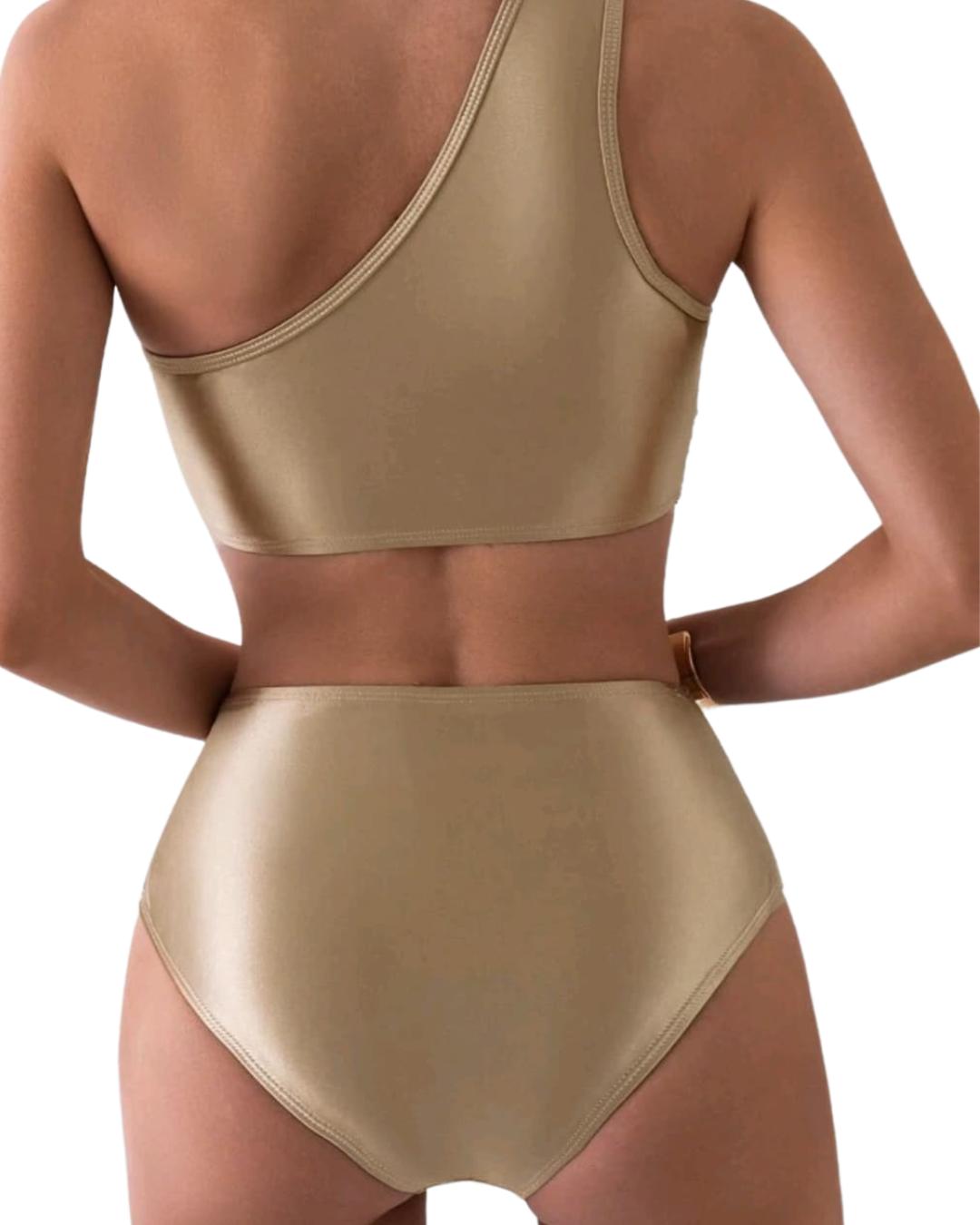 One Shoulder Sleeveless Bikini Set