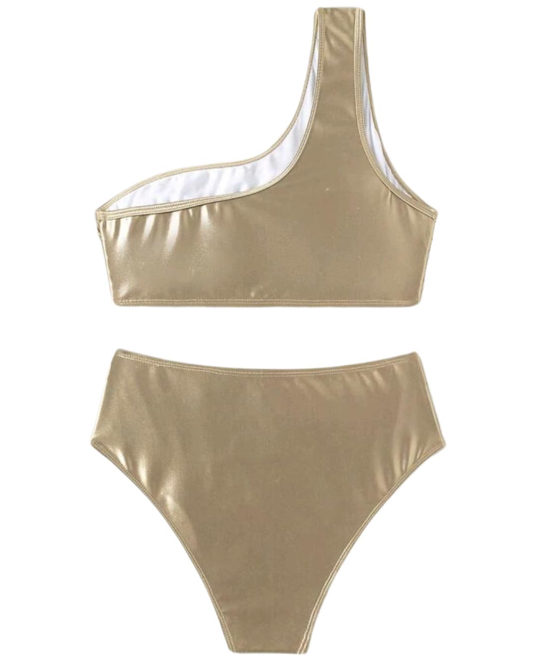 One Shoulder Sleeveless Bikini Set