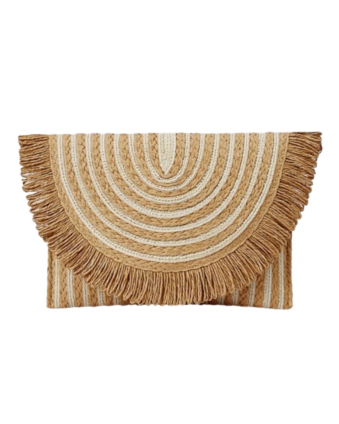 Holiday Boho Fringed Stylish Woven Clutch Bag
