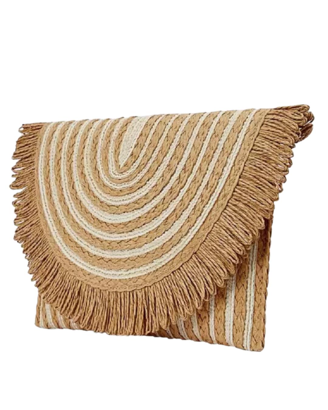 Holiday Boho Fringed Stylish Woven Clutch Bag