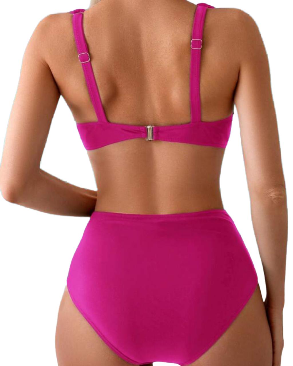 Red Violet Two Pieces Swimwear Set
