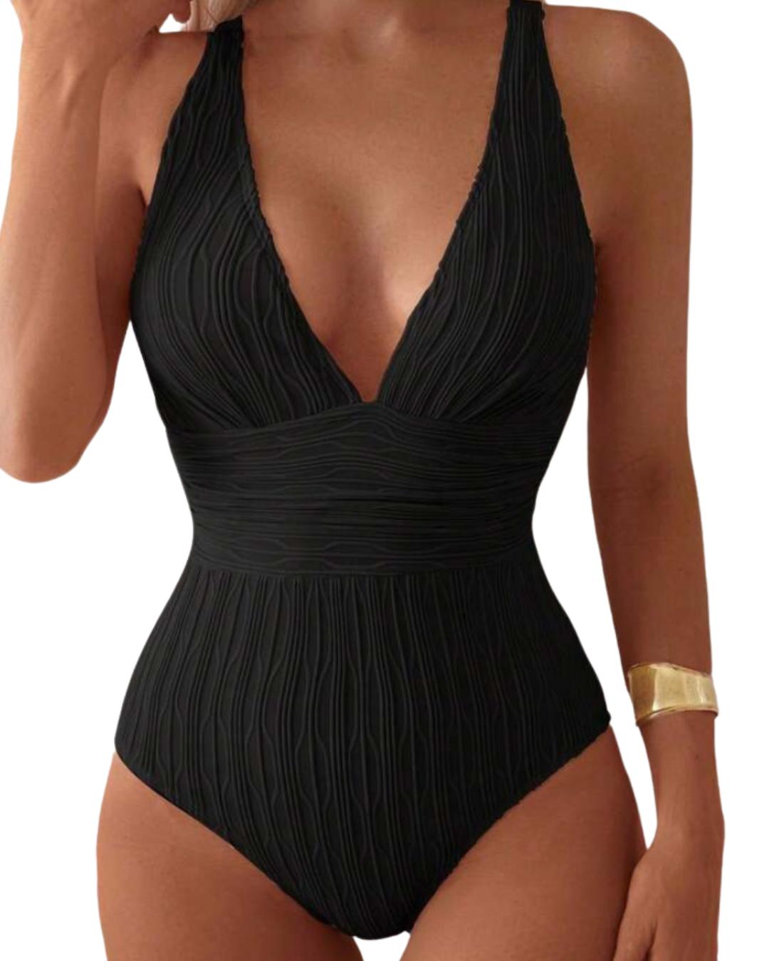 Women's Sleeveless V-Neck Slim Fit One Piece Swimsuit