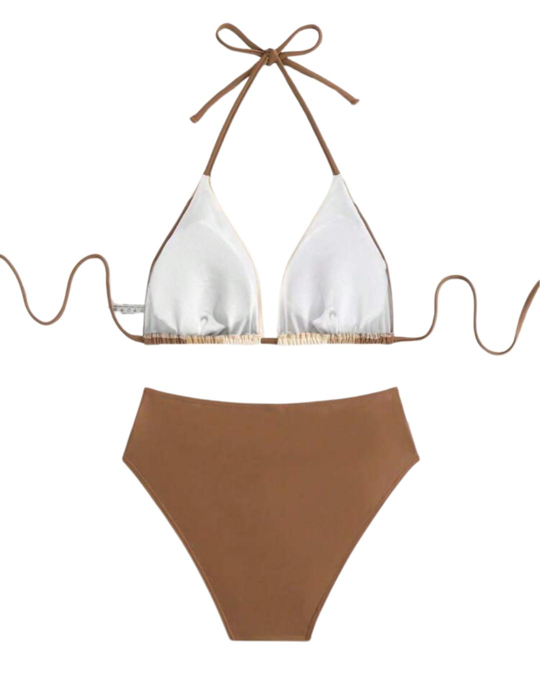 Women's Summer New Multi-Color Patchwork Halter Tied Bikini Set