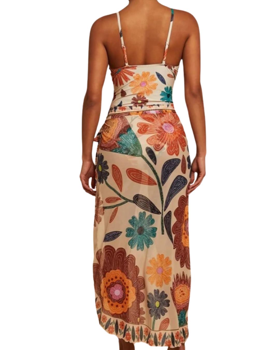 Flower Printed Swimsuit Set