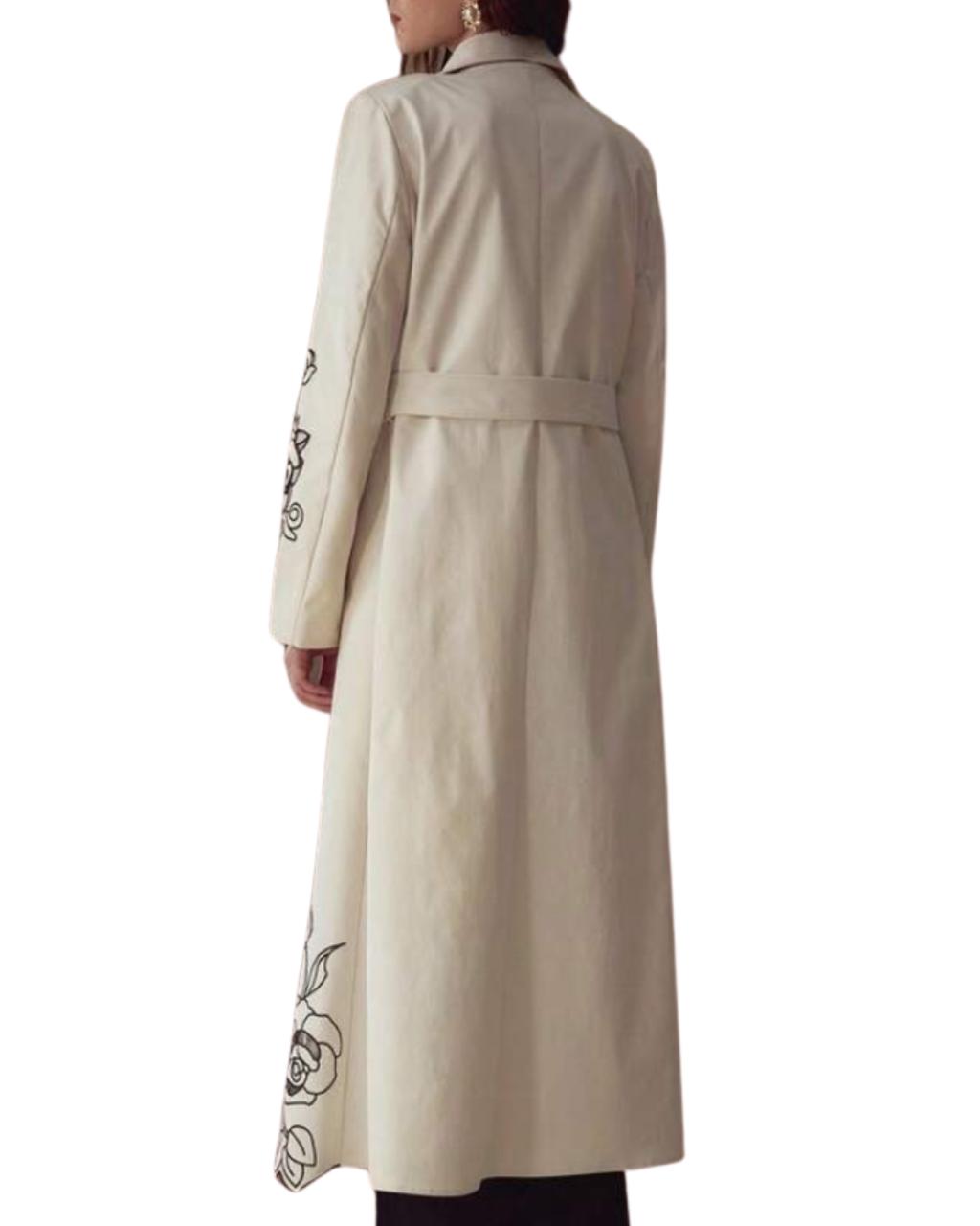 Laser Cut Floral Detail Trench Coat