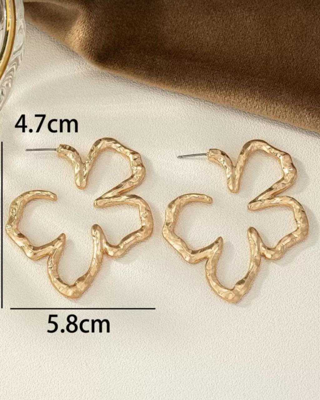 Flower Design Cuff Hoop Earrings