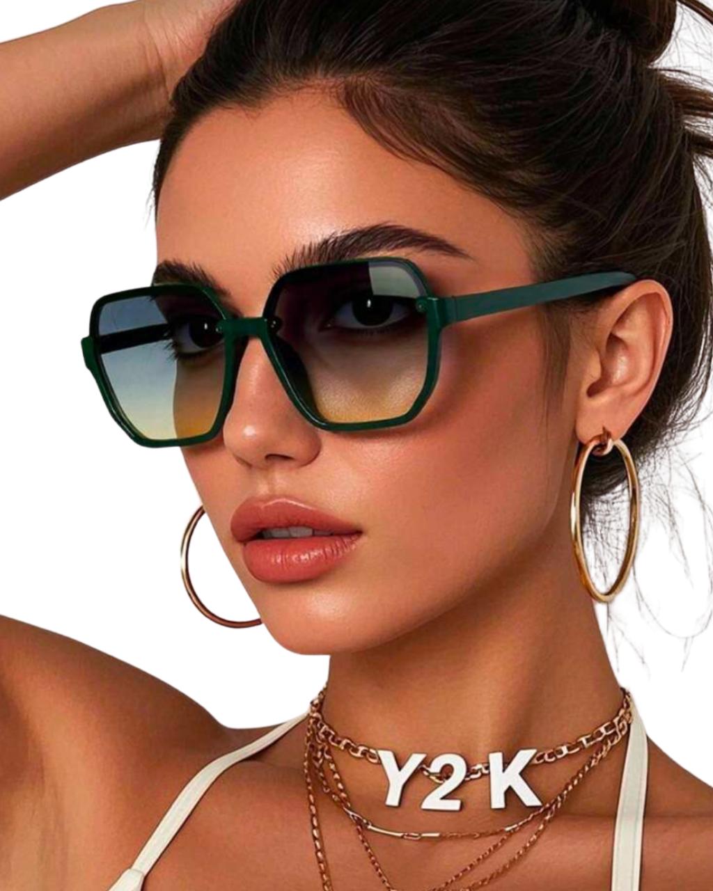 Vintage Square Frame Green Glasses