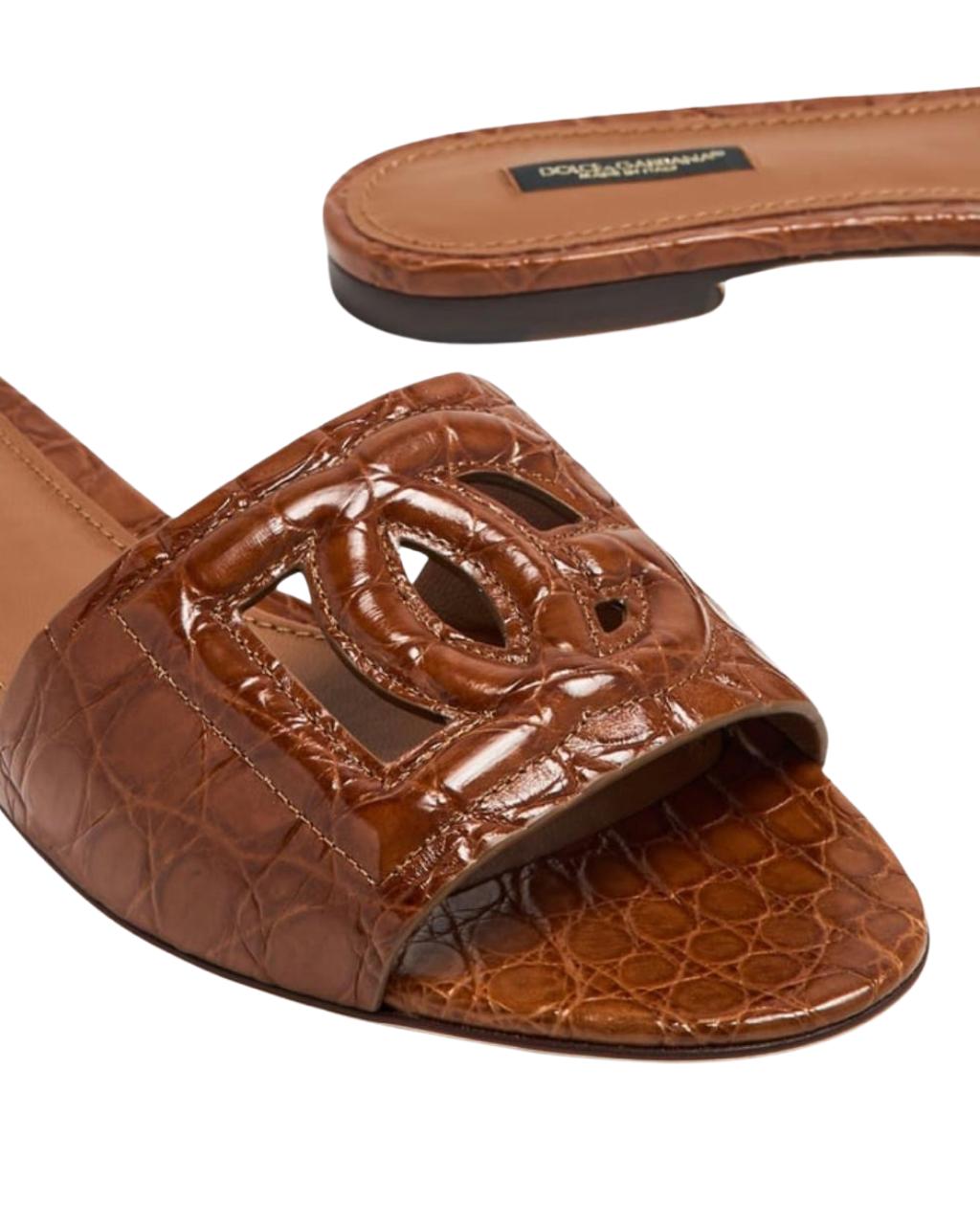 Dolce & Gabbana Bianca Alligator Slippers