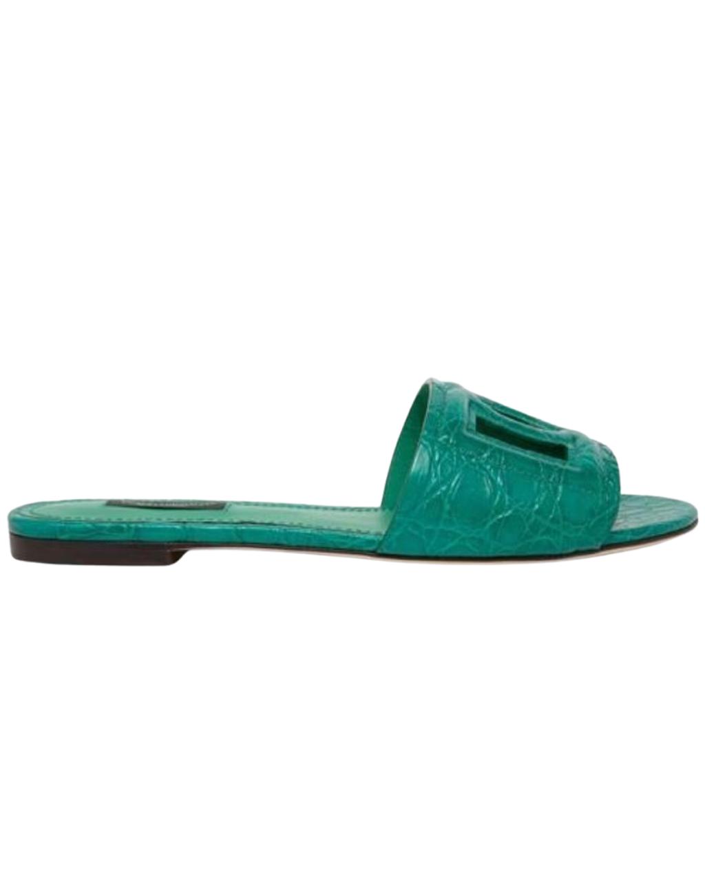 Dolce & Gabbana Bianca Embossed Slippers