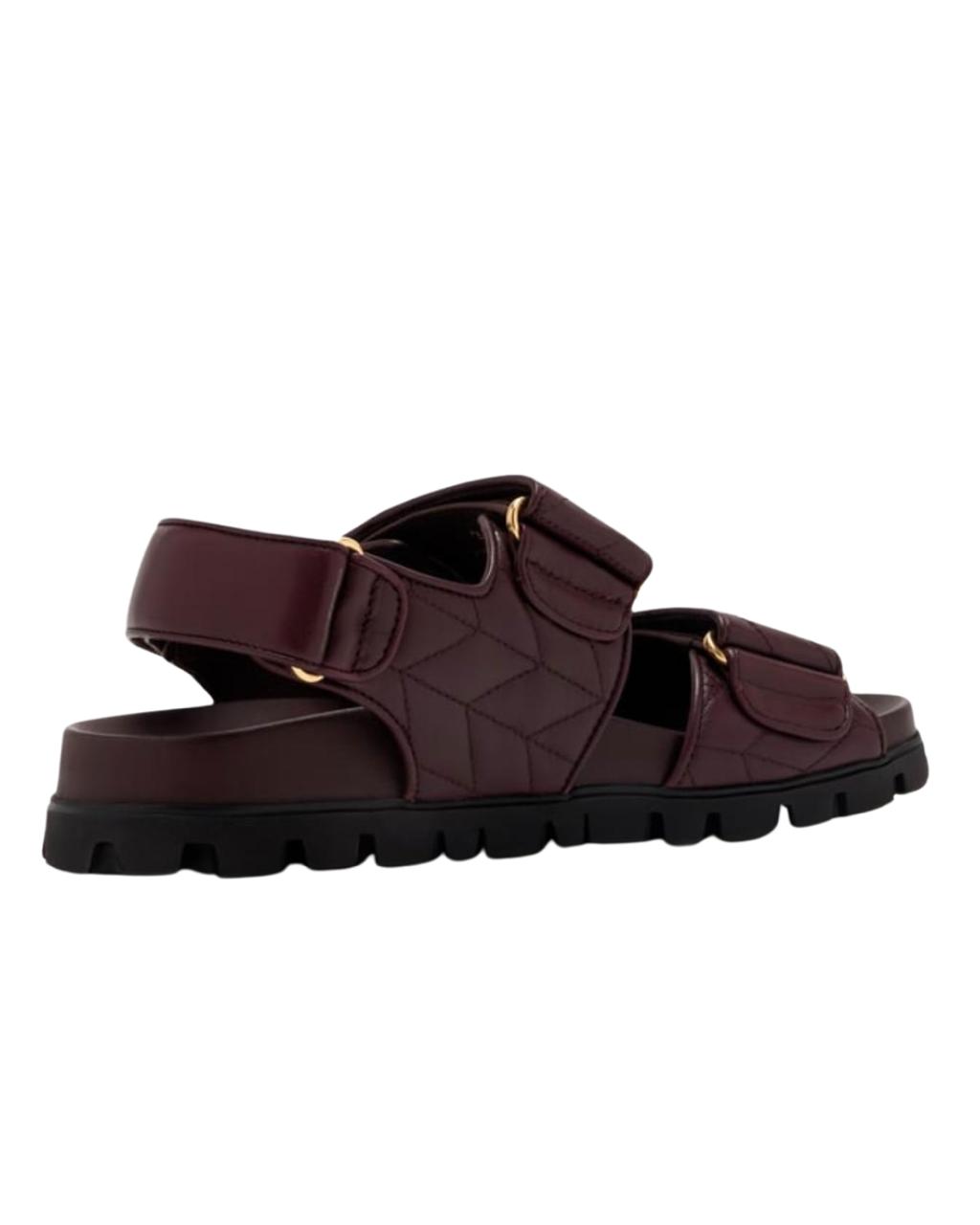 MIU MIU Sporty Matelassé Nappa Leather Sandals