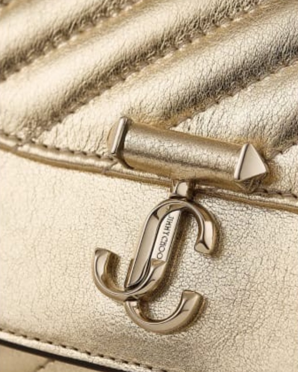 JIMMY CHOO Small Curve Crossbody Bag in Metallic Nappa
