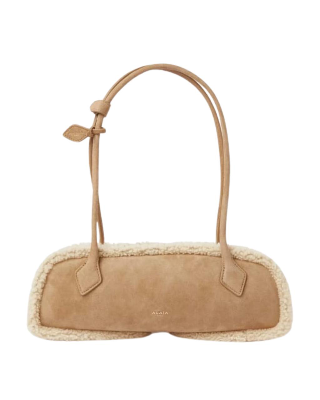 Alaïa Medium Le Teckel Shoulder Bag in Suede & Shearling