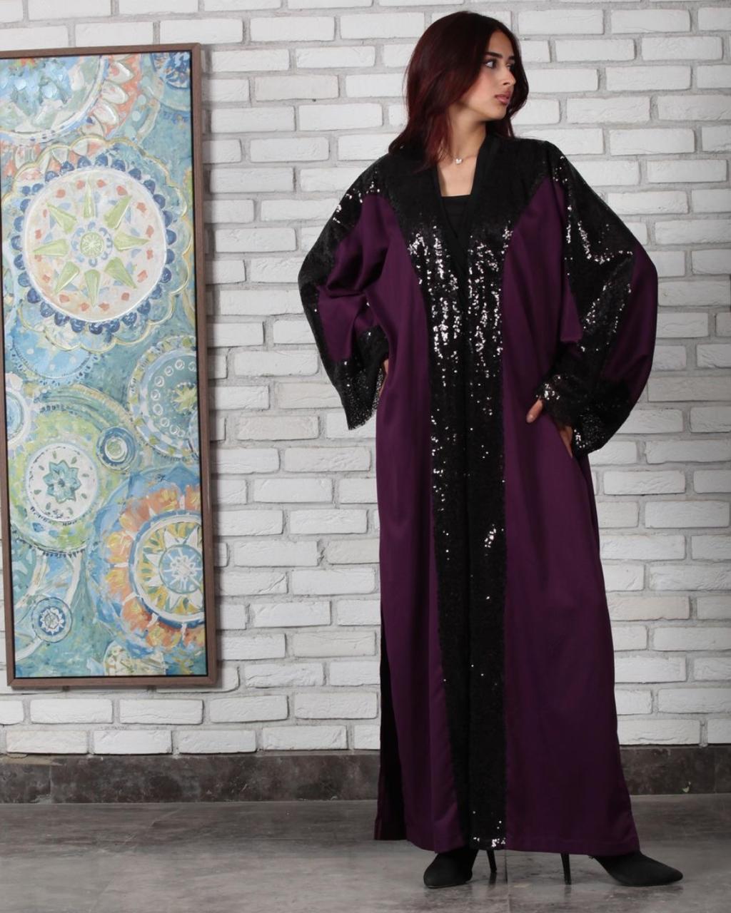 Ola Azzam Brand New Velvet Kaftan with Sequin