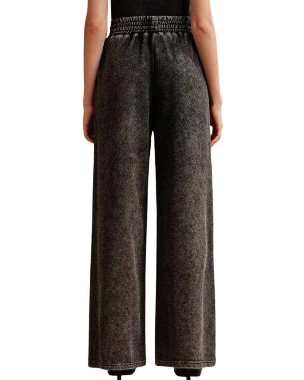 Heavy Craft Luxurious Hot Stamping Diamond Drawstring Black Sweatpants