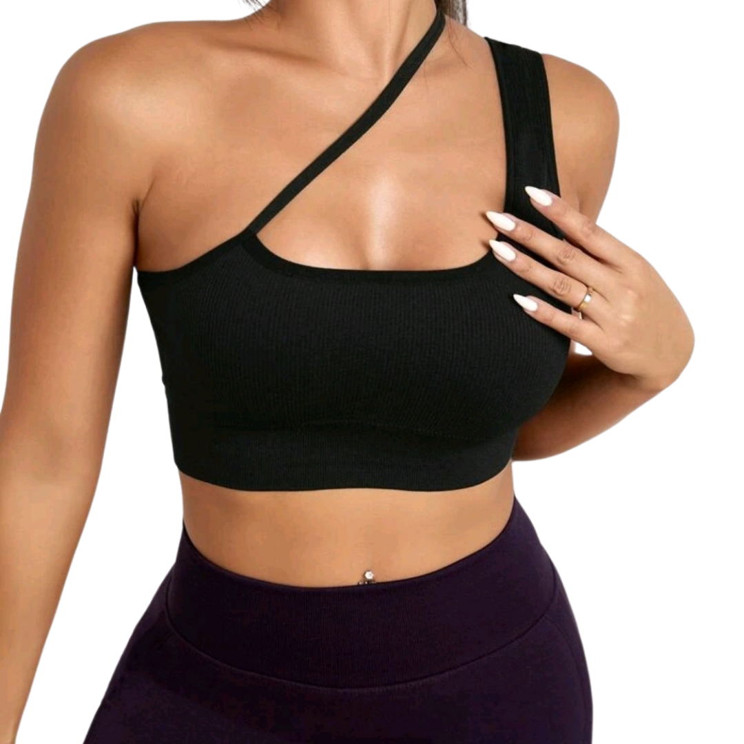 One Shoulder Crop Brand New Sports Bra