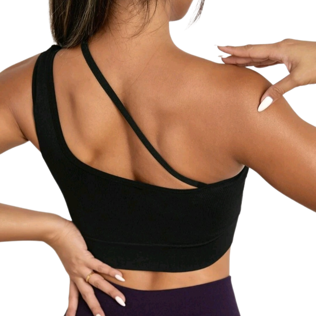 One Shoulder Crop Brand New Sports Bra