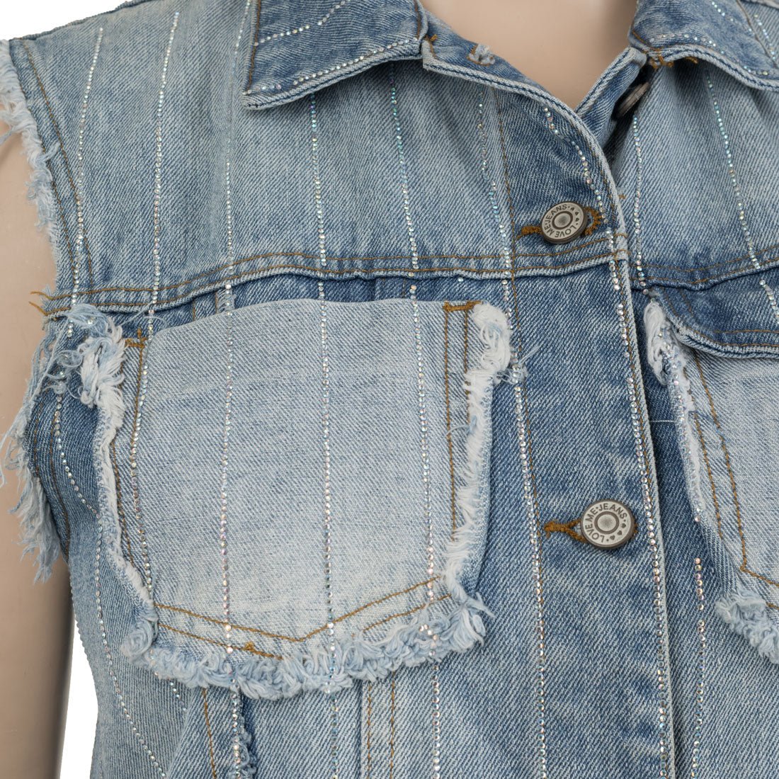 Jeans Gillet with Beads - mymadstore.com