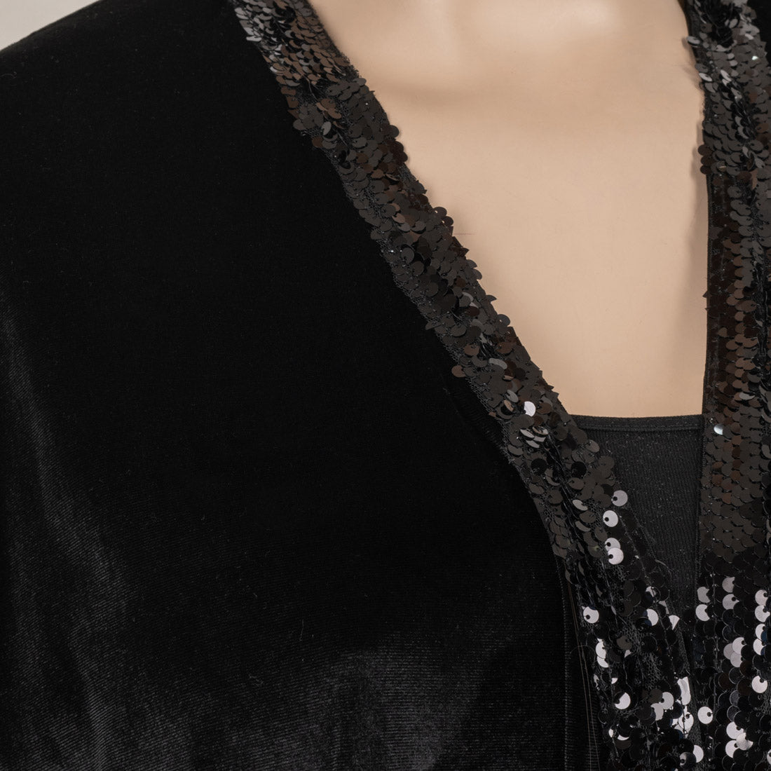 Ola Azzam Brand New Black Sequin Kaftan with Pockets - mymadstore.com