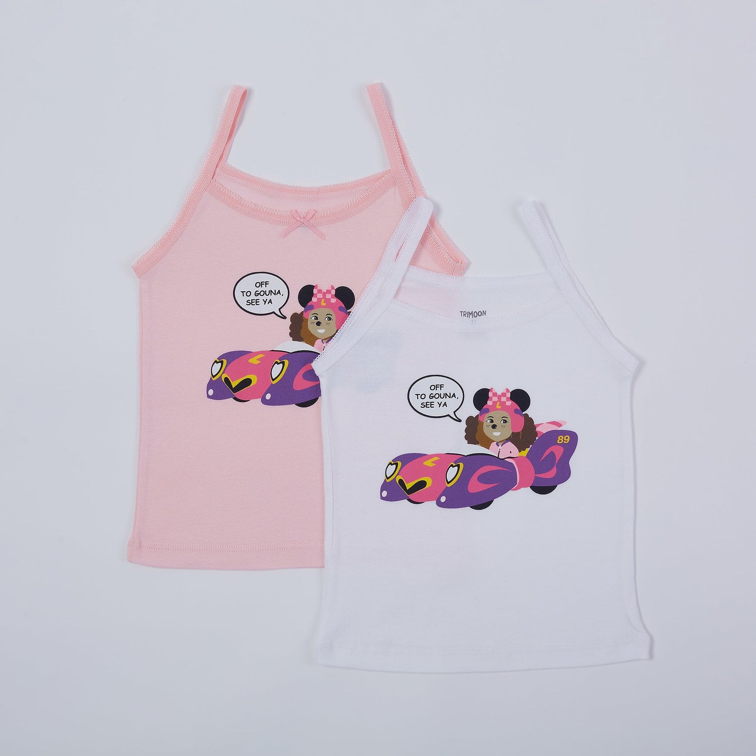 Trimoon Pack of 2 Brand New Undershirts For Girls - Lila On Wheels - mymadstore.com