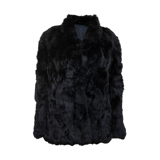 Black Coney Skin Fur Coat