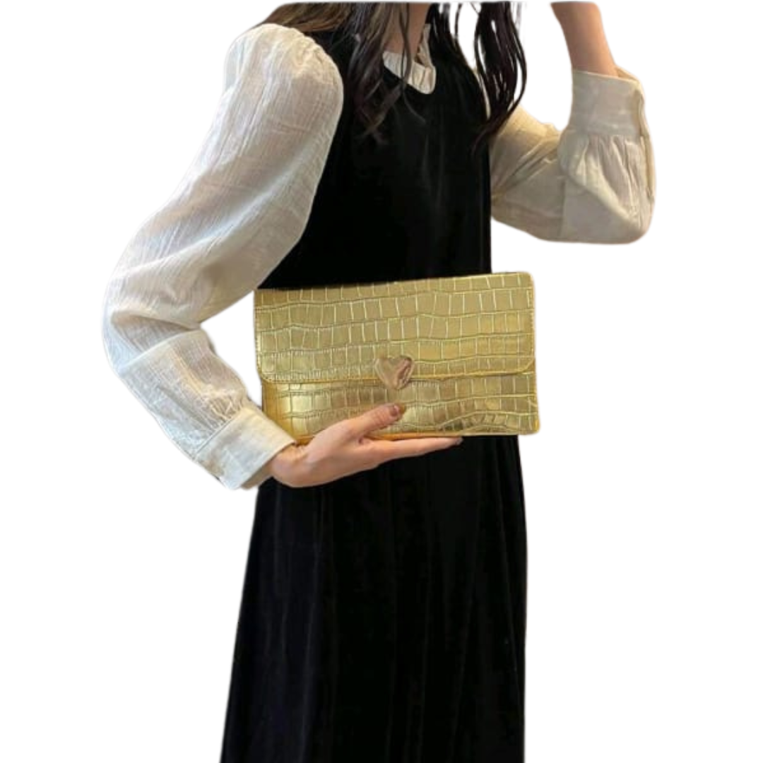 Gold Crocodile Brand New Clutch