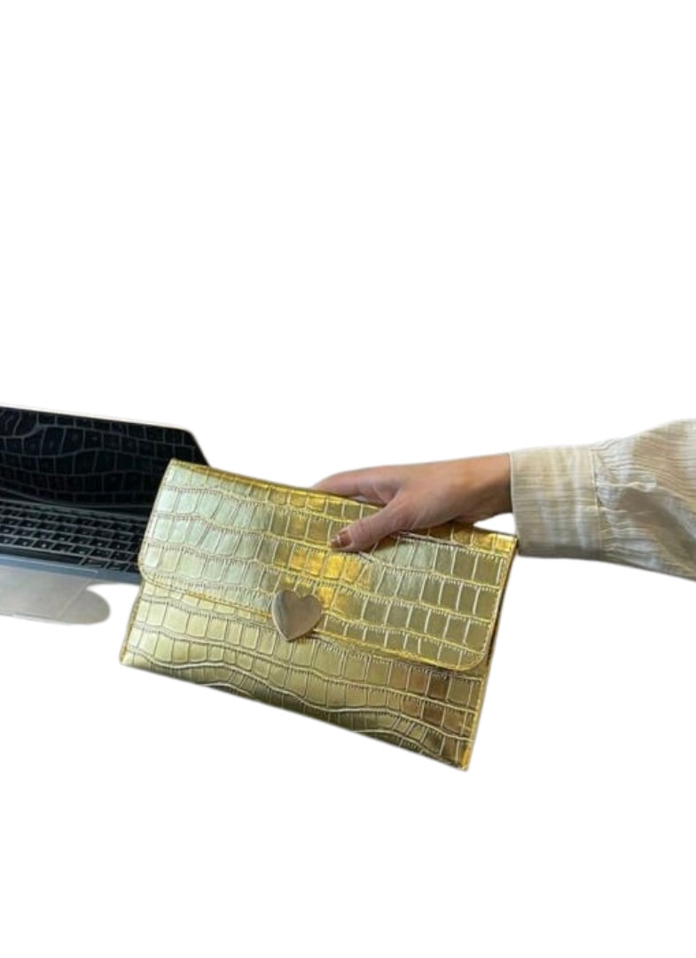 Gold Crocodile Brand New Clutch