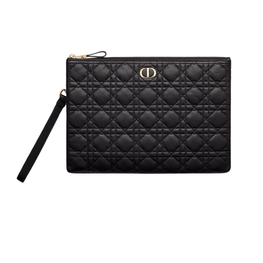 Dior Caro Daily Pouch Black Supple Cannage Calfskin Large