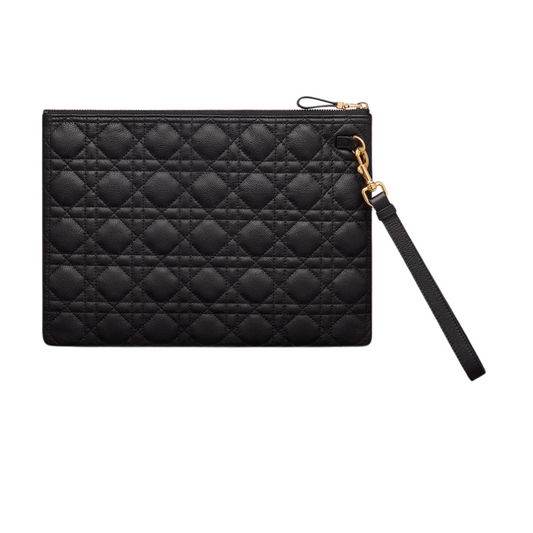 Dior Caro Daily Pouch Black Supple Cannage Calfskin Large