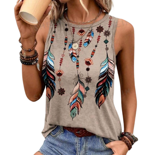 Shein Brand New Feather Print Top
