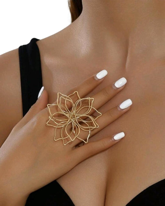 Gold Tone Flower Shaped Ring