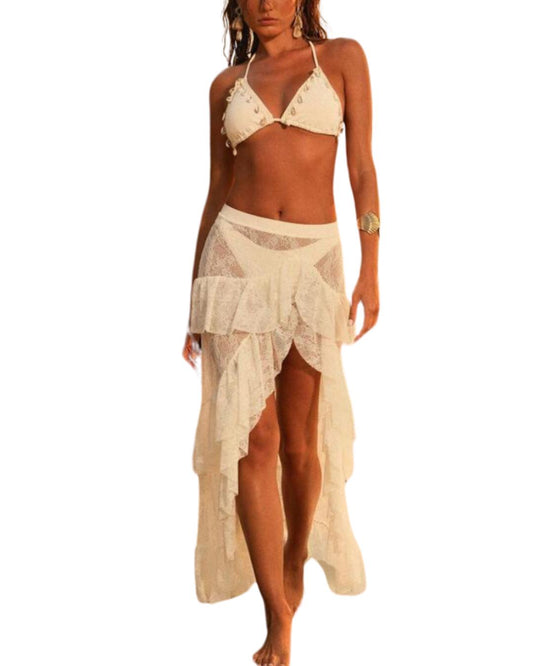 Chic White Swimsuit With Cover-Up